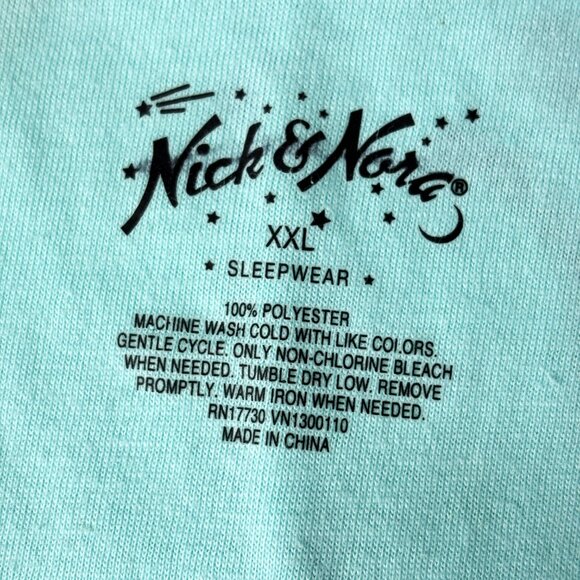 Nick & Nora Sock Monkey Teal One Piece Pajama Unisex Size XXL - Picture 8 of 12